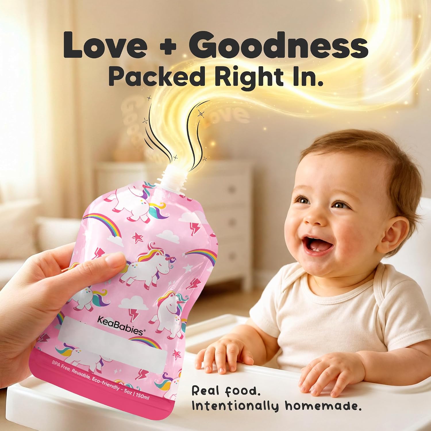 12-Pack Reusable Baby Food Pouches Refillable, 5oz, BPA-Free (Star Power)