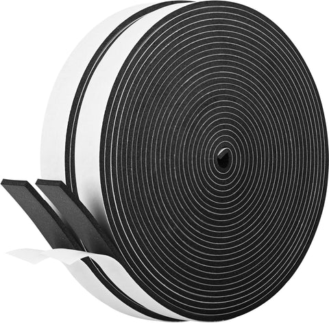 Self Adhesive Foam Tape Weatherstrip 1/2In x 1/4In x 52Ft High Density Foam Insulation Strips Foam Seal Weather Stripping with Strong Adhesive for Door and Window Sound Isolation Soundproofing