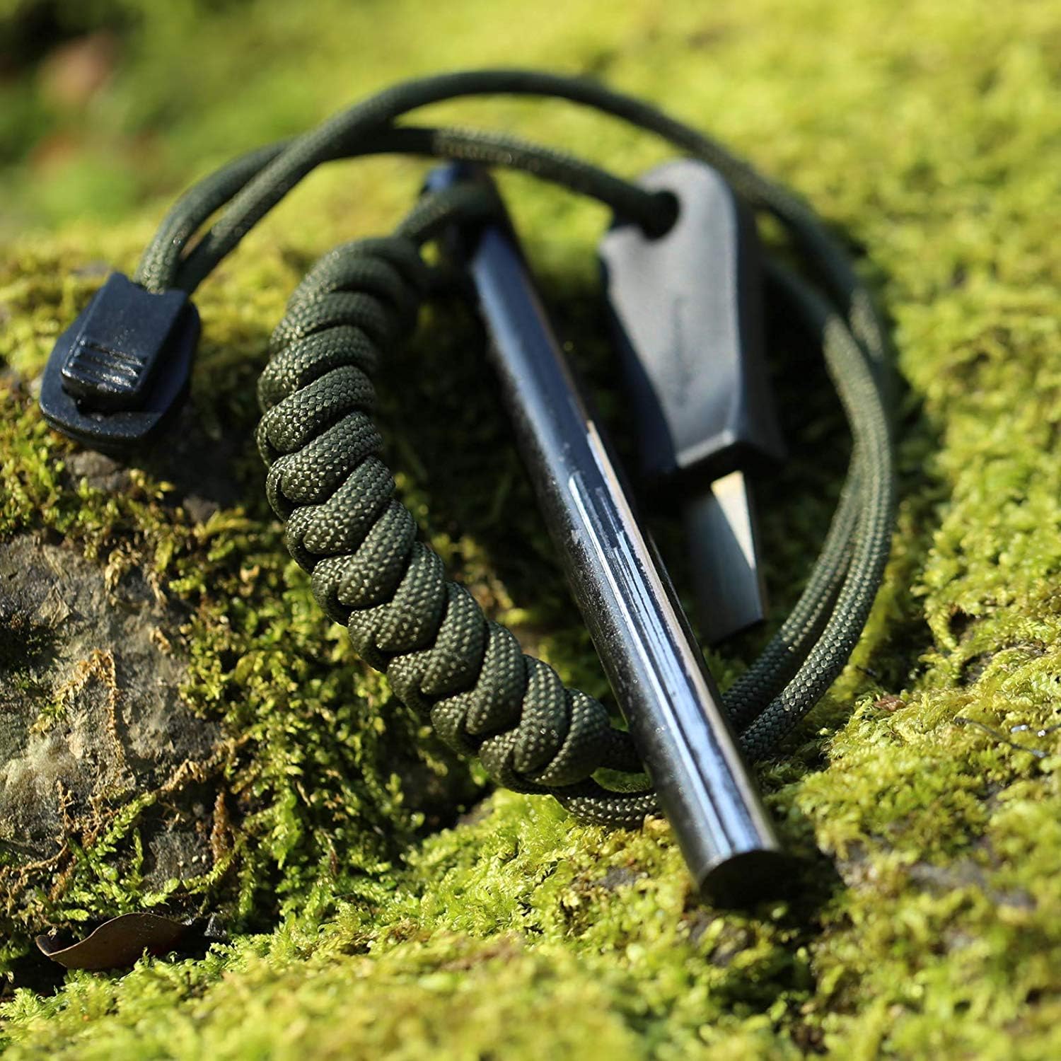 4" Survival Ferro Rod Drilled Flint Fire Starter and Striker Kit
