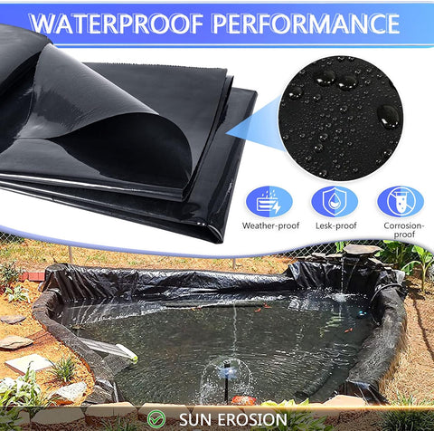 ToLanbbt Pond Liner 4 x 7 Ft HDPE Pond Liners, 20 Mil UV Resistant Preformed Pond Liner Easy Cutting, Pond Liner for Natural Looking Ponds, Waterfall, Koi Pondsand Water Garden (Black)