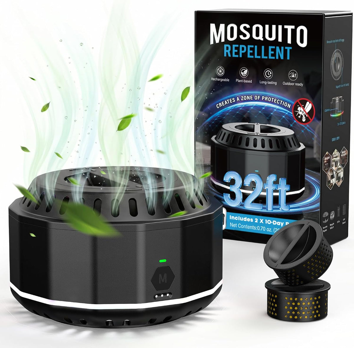 DEET-Free Electronic Mosquito Repellent Outdoor Patio (Black)