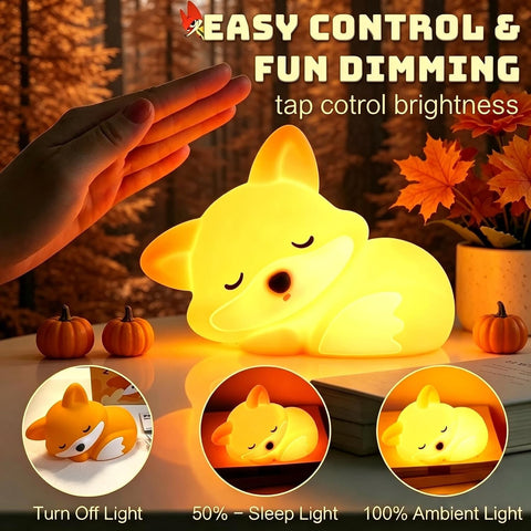 YR YRHH-PET Cute Fox Lamp, Squishy Animal Night Light, Kids Baby Fox Gifts