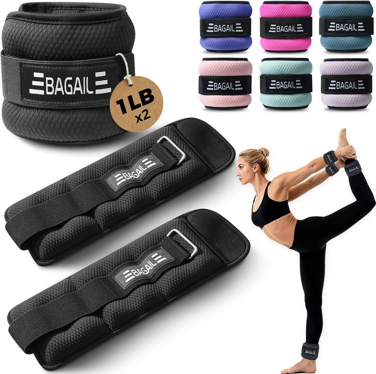 BAGAIL Ankle Wrist Weights for Women & Men, A Pair of 1/2/4/6/8/10 lbs