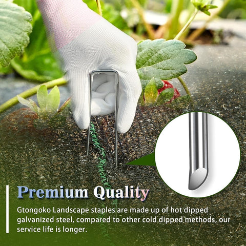 Gtongoko 120 Pack Landscape Staples 6 Inch, Galvanized Garden Stakes