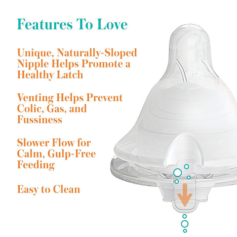 Evenflo Feeding Balance + Wide Neck BPA-Free Silicone Medium Flow Baby Bottle Nipple - 3 Months+, 6ct