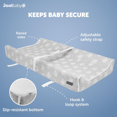 Jool Baby Soft Changing Pad + Washable Cover - (Cloud Pattern, Gray)