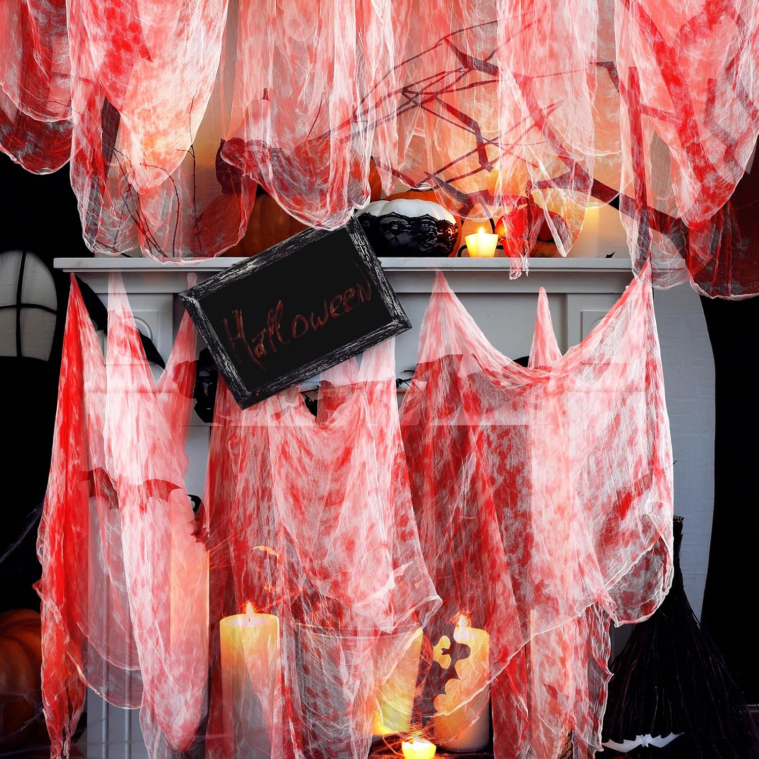 Boao Halloween Bloody Cheesecloth for Craft, 85 x 197 Inch