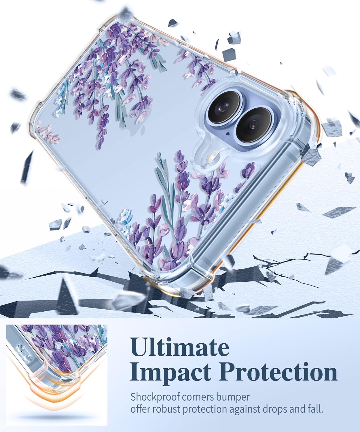 GVIEWIN for iPhone 17 Case Floral, Slim Clear Non-Yellowing