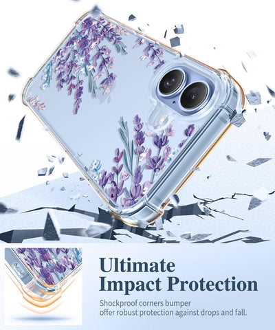 GVIEWIN for iPhone 17 Case Floral, Slim Clear Non-Yellowing
