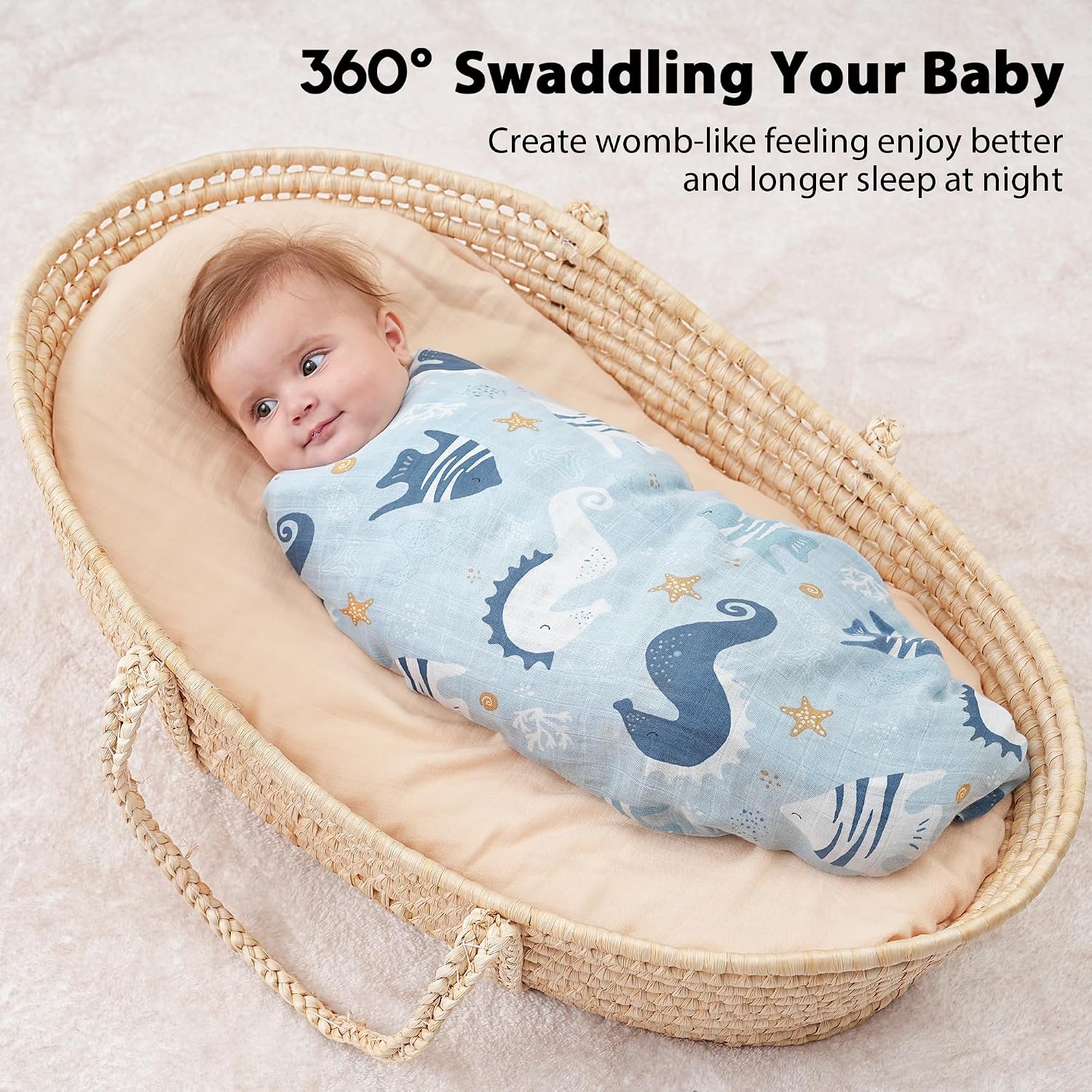 Yoofoss Muslin Swaddle Blankets, Organic Baby Blankets, 47 x 47 Inches Receiving Blanket for Baby Boys and Girls, Baby Essentials for Newborns Soft Breathable