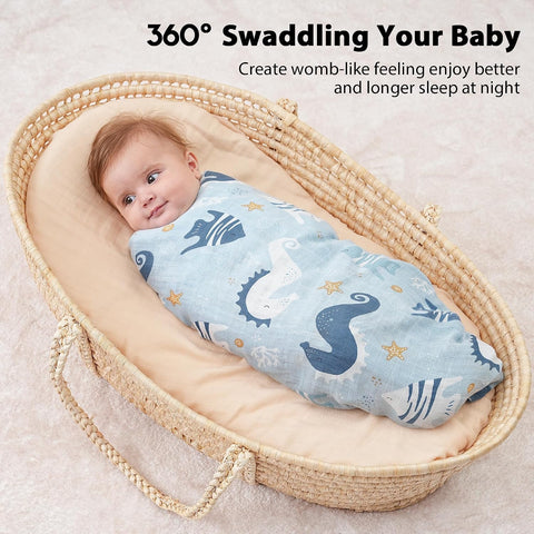 Yoofoss Muslin Swaddle Blankets, Organic Baby Blankets, 47 x 47 Inches Receiving Blanket for Baby Boys and Girls, Baby Essentials for Newborns Soft Breathable