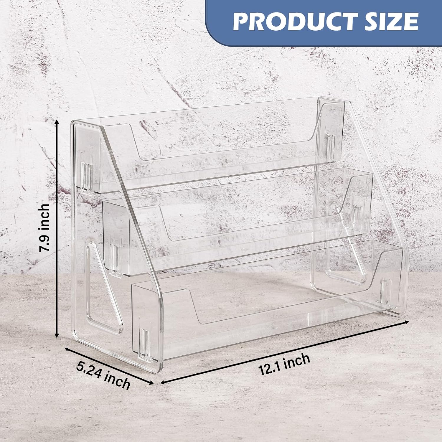 CELSOL 2 Pack Upgraded 3 Tier Acrylic Card Display Stand, Clear Display for Trading Cards, Greeting Cards, Sports Cards, Postcards, Stickers & Brochures, Easy Snap-On, Increased Height & Thickness for Better Presentation