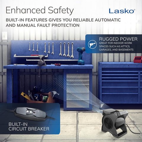 Lasko Pivoting High Velocity Portable Utility Fan - 12" - U12104 - Black