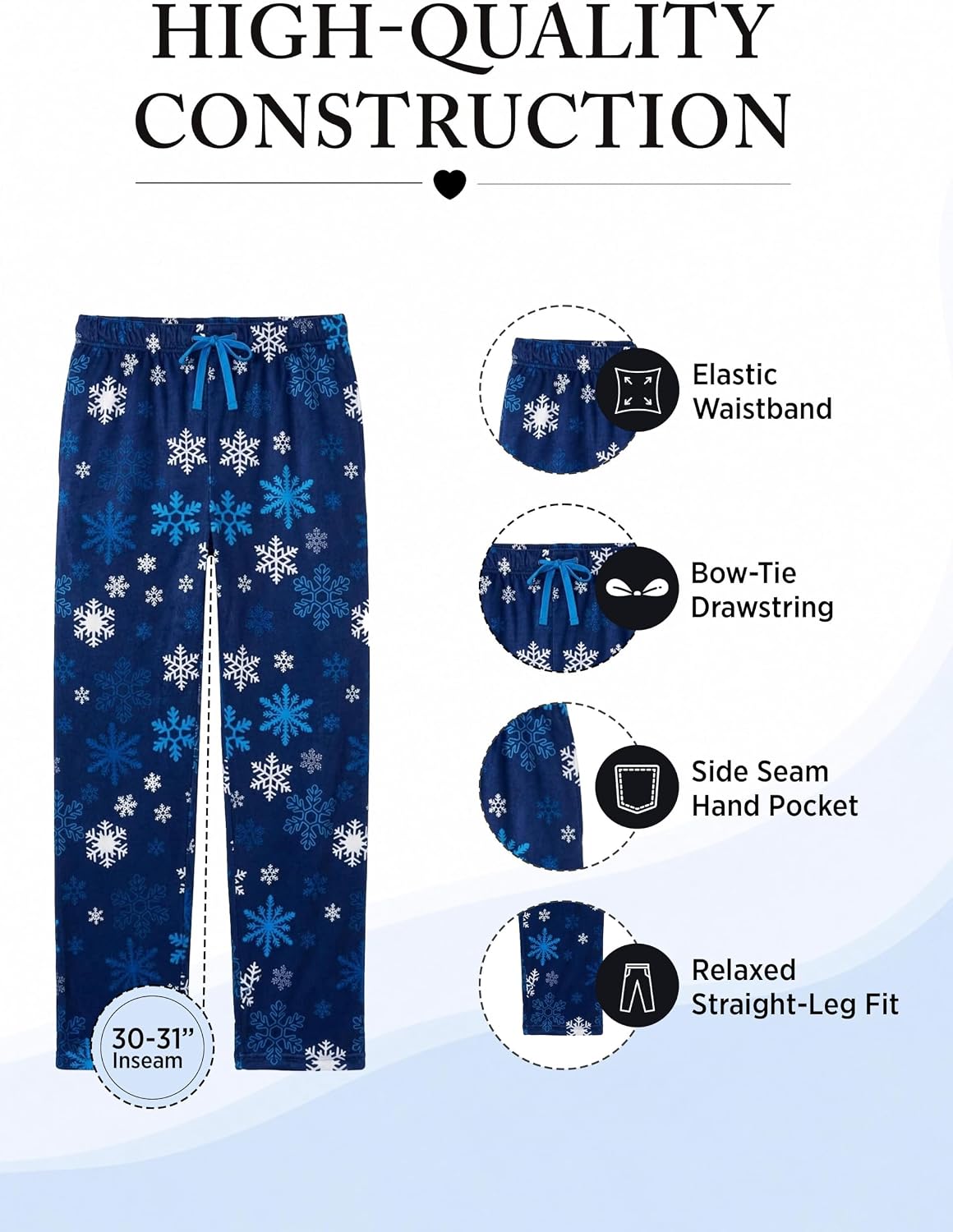 Ashford & Brooks Men's Fleece Pajama Pants, Fuzzy Soft Sleep Lounge Bottoms