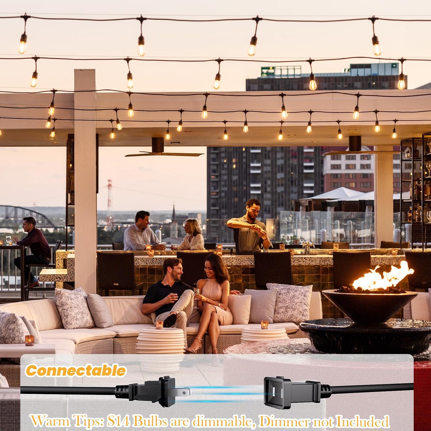 Svater 144 FT Outdoor String Lights 2W LED Outside Edison Waterproof ETL