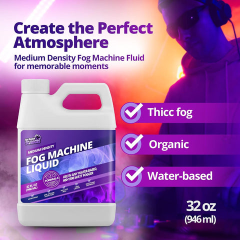 Fog Machine Liquid for Halloween Party and Events, Medium Density, 32oz