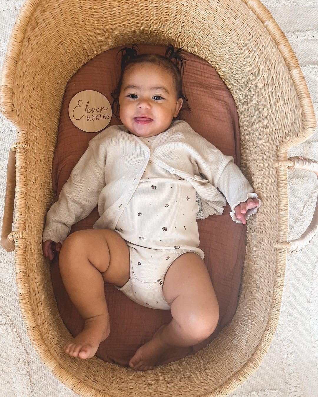 Muslin Bassinet Sheets 2 Pack, 33" x 17", (Beige & Cream)
