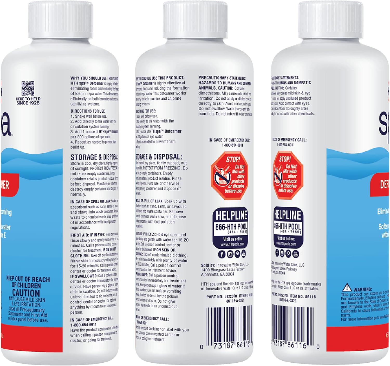 HTH Spa 86116, Defoamer, 16 oz