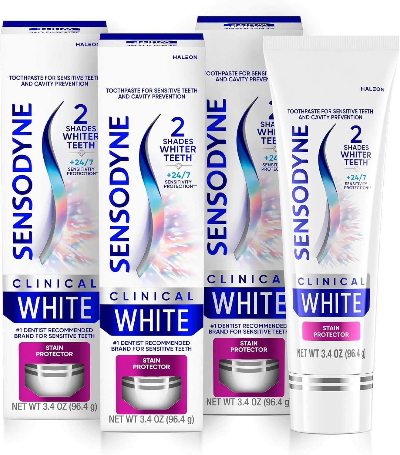 Sensodyne Clinical White Stain Protector Toothpaste, 3.4 oz x 3