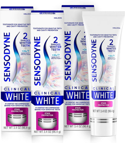 Sensodyne Clinical White Stain Protector Toothpaste, 3.4 oz x 3