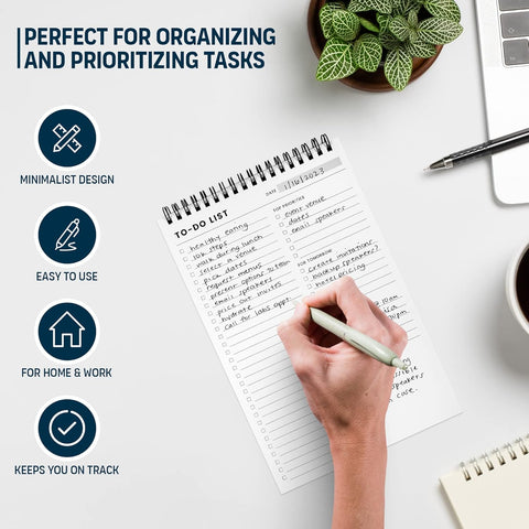 To Do List Notepad with Multiple Functional Sections, Spiral Daily Planner