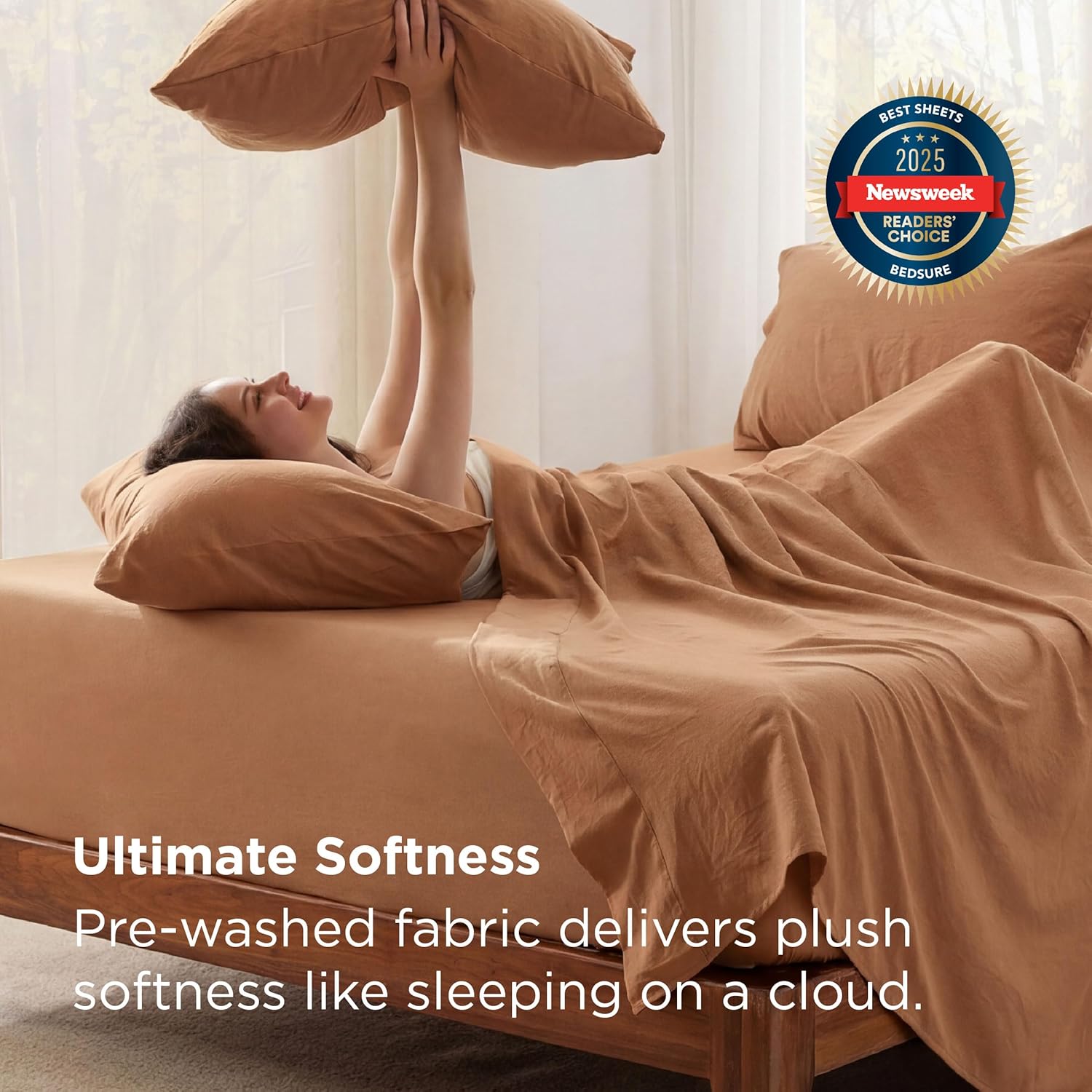 Bedsure California King Sheet Sets, 6 Piece, Prewashed Ultra-Soft, 18-inch