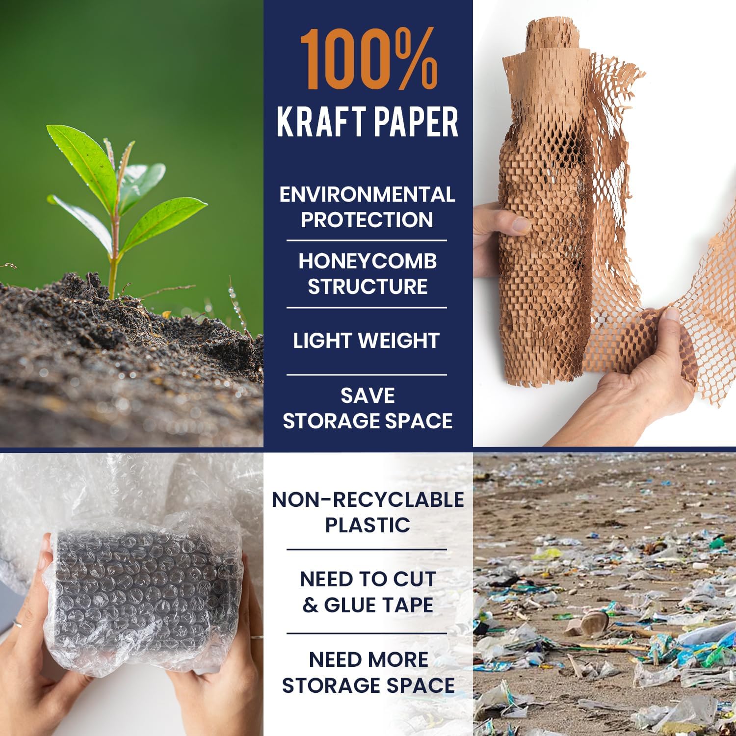 Honeycomb Packing Paper For Moving 12" x 35ft With Rope & Fragile Stickers