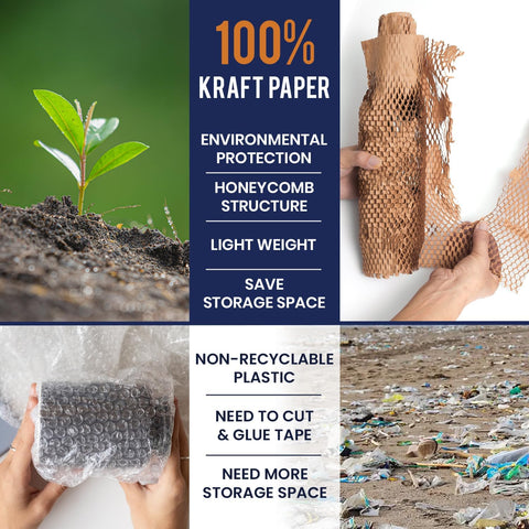Honeycomb Packing Paper For Moving 12" x 35ft With Rope & Fragile Stickers