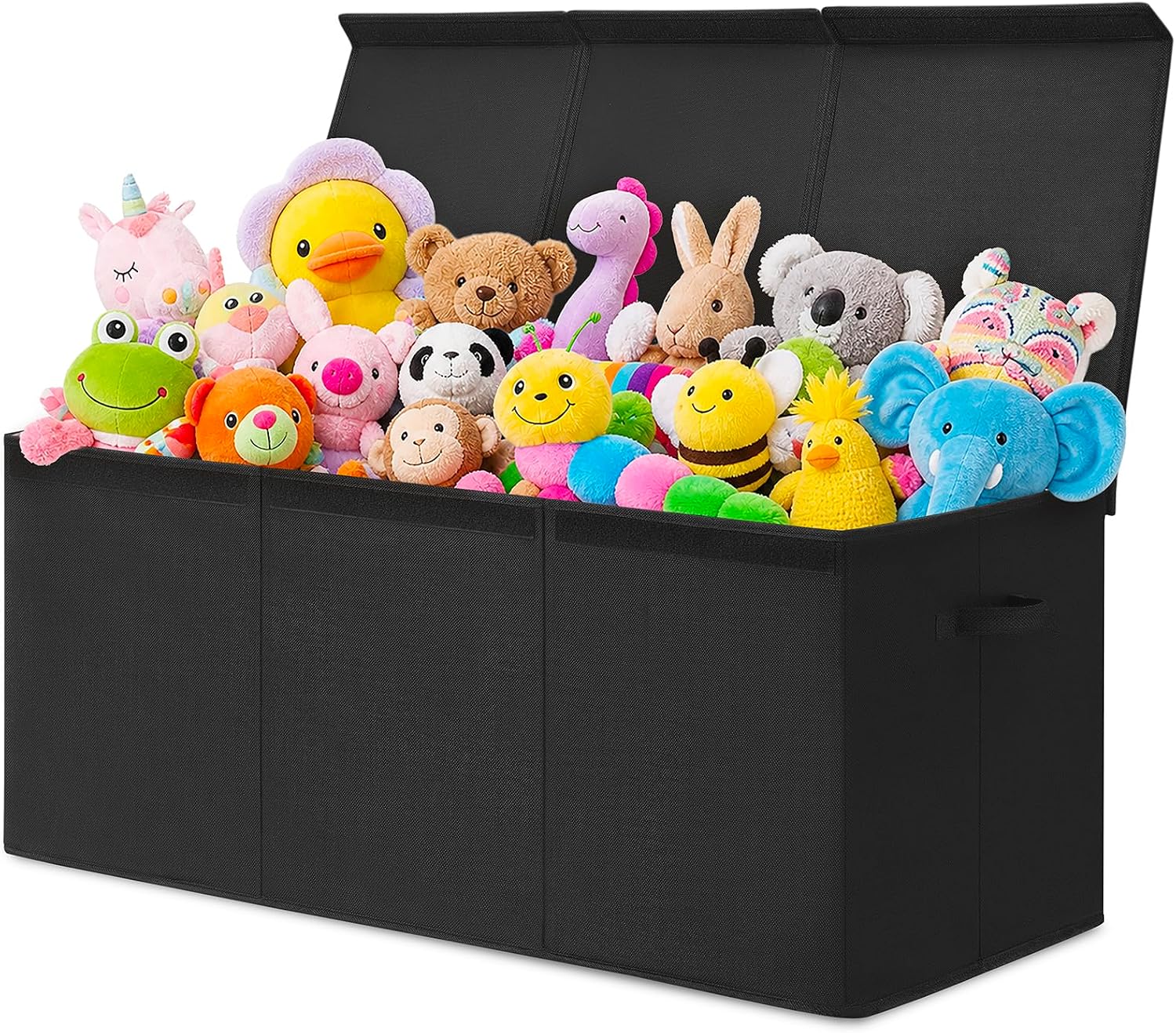 INDRESSME 185L Collapsible Toy Storage Box with Lid, Black
