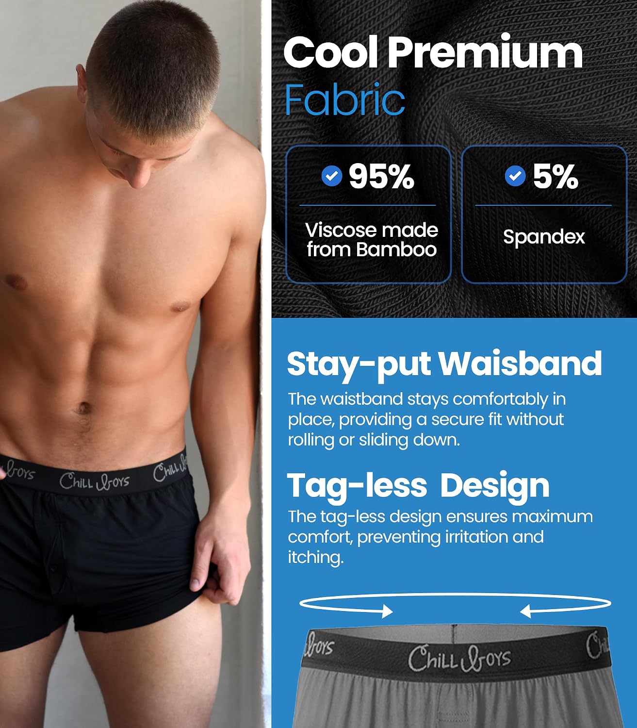 Chill Boys Viscose from Bamboo Boxers for Men - Boxer Shorts and Underwear