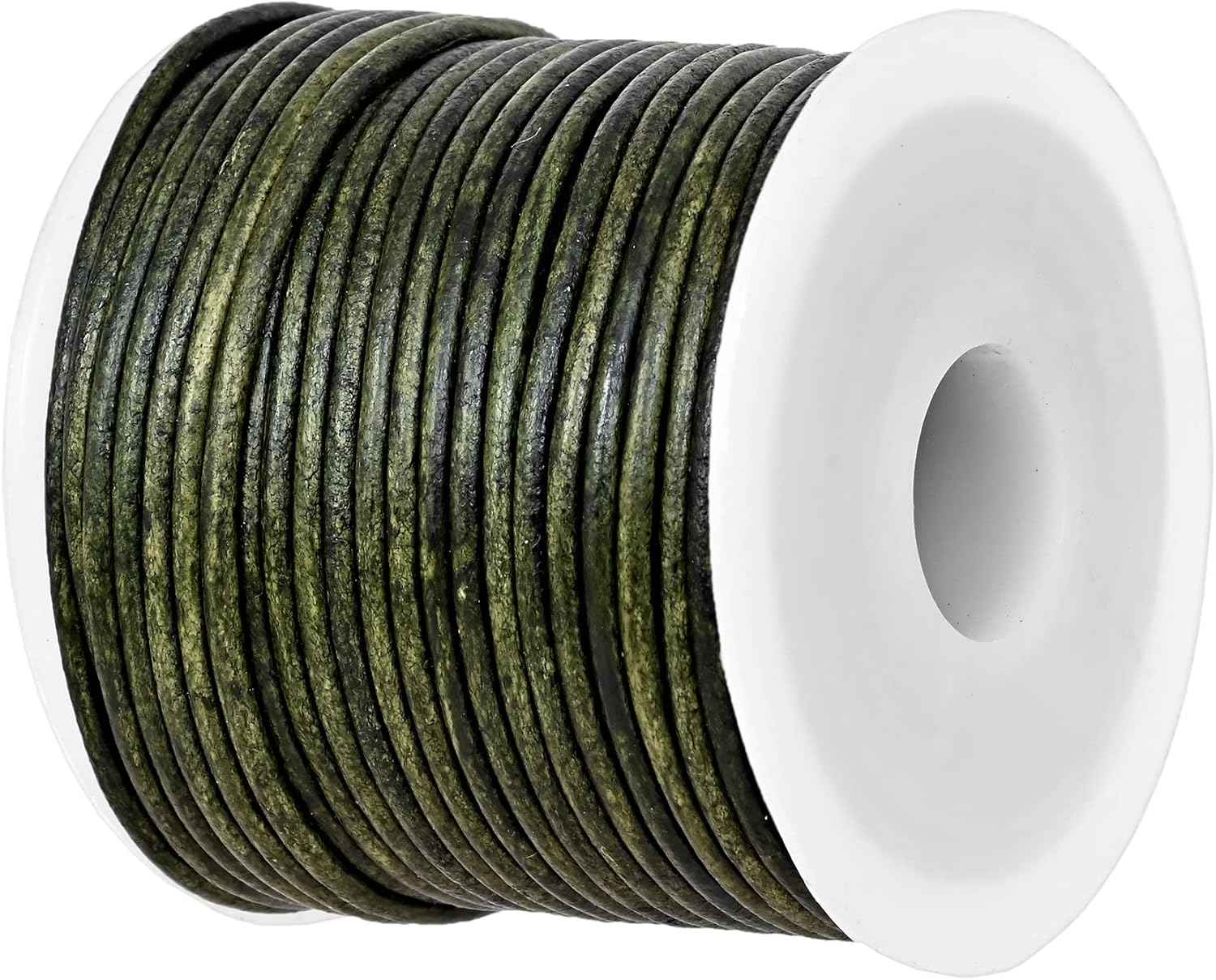 GENIQUE Real/Genuine Round Leather Cord for Jewelry Making, Leather String for Necklace, Bracelets, Braiding (1.5mm, Antique Brown Distressed)