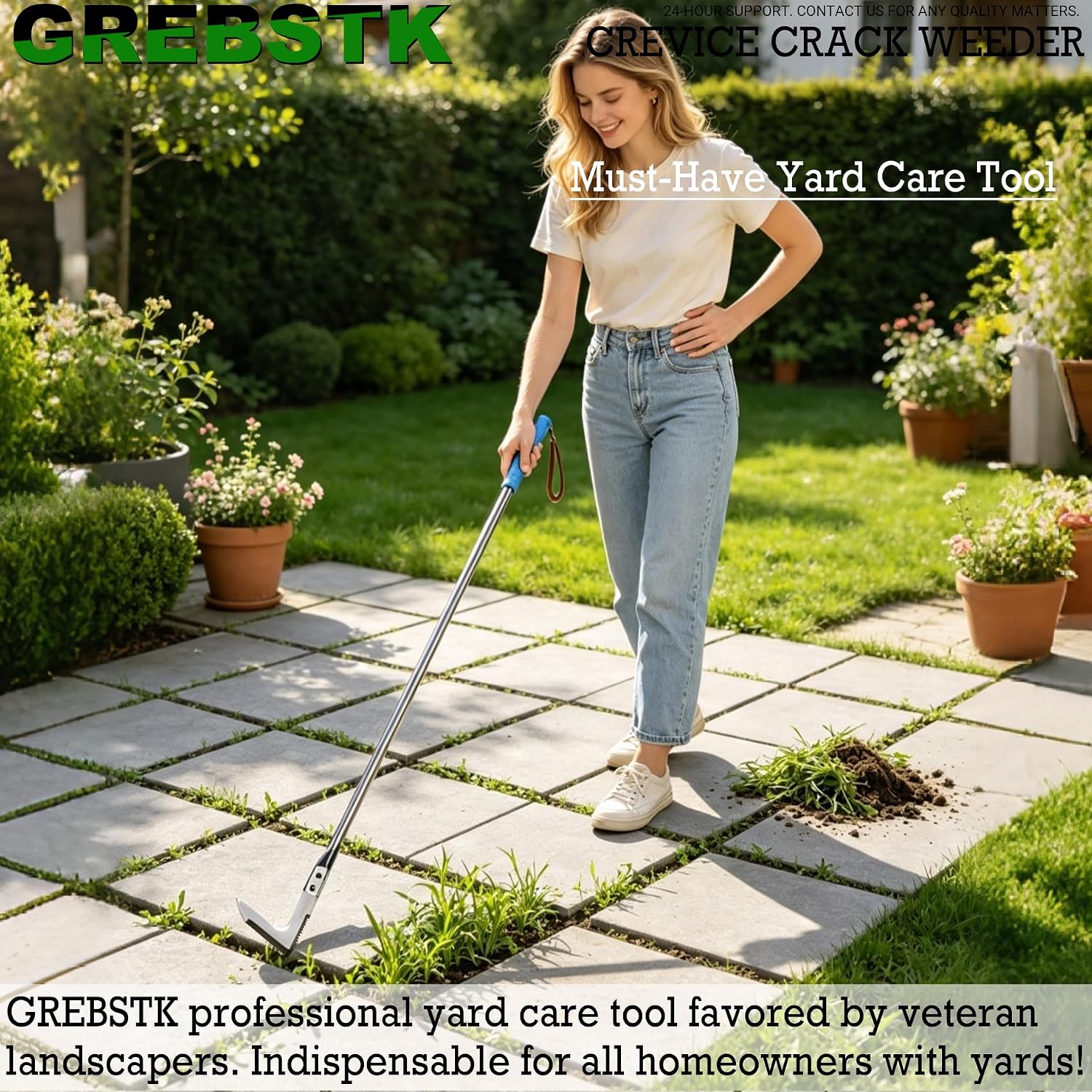 GREBSTK Crack Weeder Crevice Weeding Stainless Steel Sharp Tool, 36 in