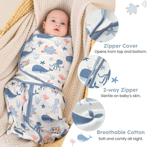 Baby Swaddle Sleep Sack 0-3 Months, Cotton Swaddles for Newborns