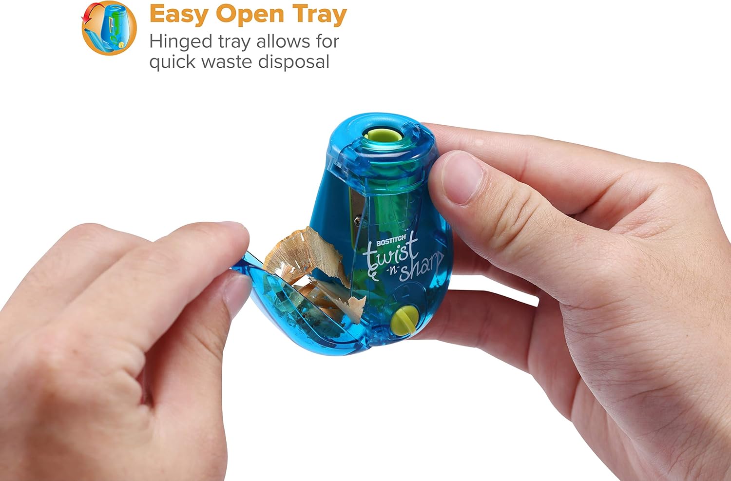 Bostitch Twist-n-Sharp Handheld Pencil Sharpener for Kids, Blue