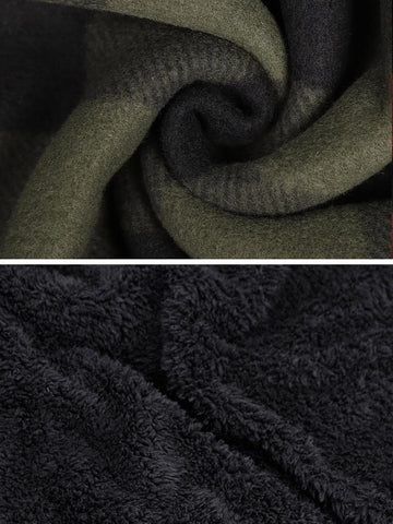 Facitisu Hoodies for Men Sherpa Lined Heavyweight Flannel Jackets Fleece Plaid Winter Warm Coats