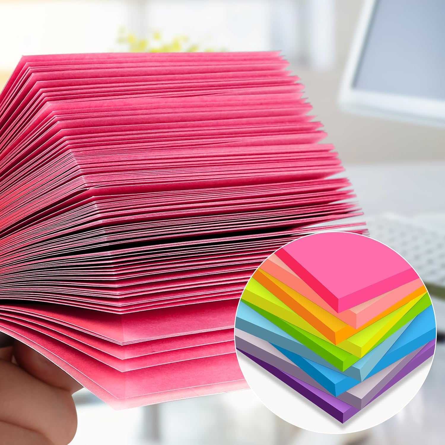 (18 Pads) Sticky Notes 3x3 inch, 9 Bright Colors Self-Stick Pads