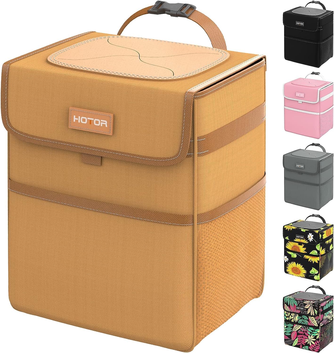 HOTOR Car Trash Can, Leak-Proof Car Organizer, Light Grey, 2-Gallon