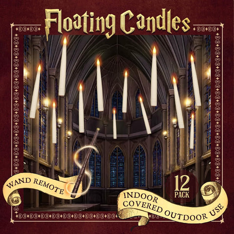 ORIENTAL CHERRY Floating Candles with Wand, 12 Pcs Magic Flickering Light