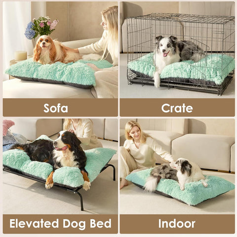 EHEYCIGA Fluffy Dog Crate Bed for Small Dogs, Plush Crate Pad, Apple Green