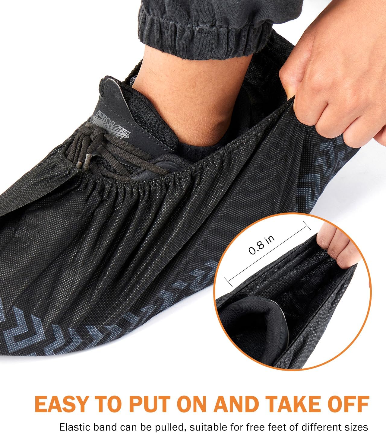 X-Large 100 Pcs Shoe Covers Disposable Non-Slip, Breathable Shoe Covers for Indoors, Slip-resistant, Durable, Non-Woven Booties for Shoes Covers,Stretchable Fits Up To13 US Men,Black