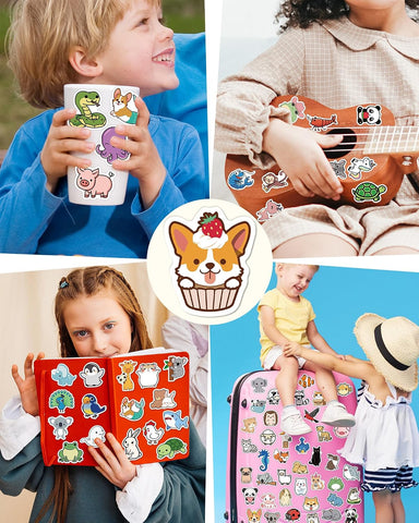 200 Pcs Animal Stickers for Kids, Cute Water Bottle Stickers, Party Favors