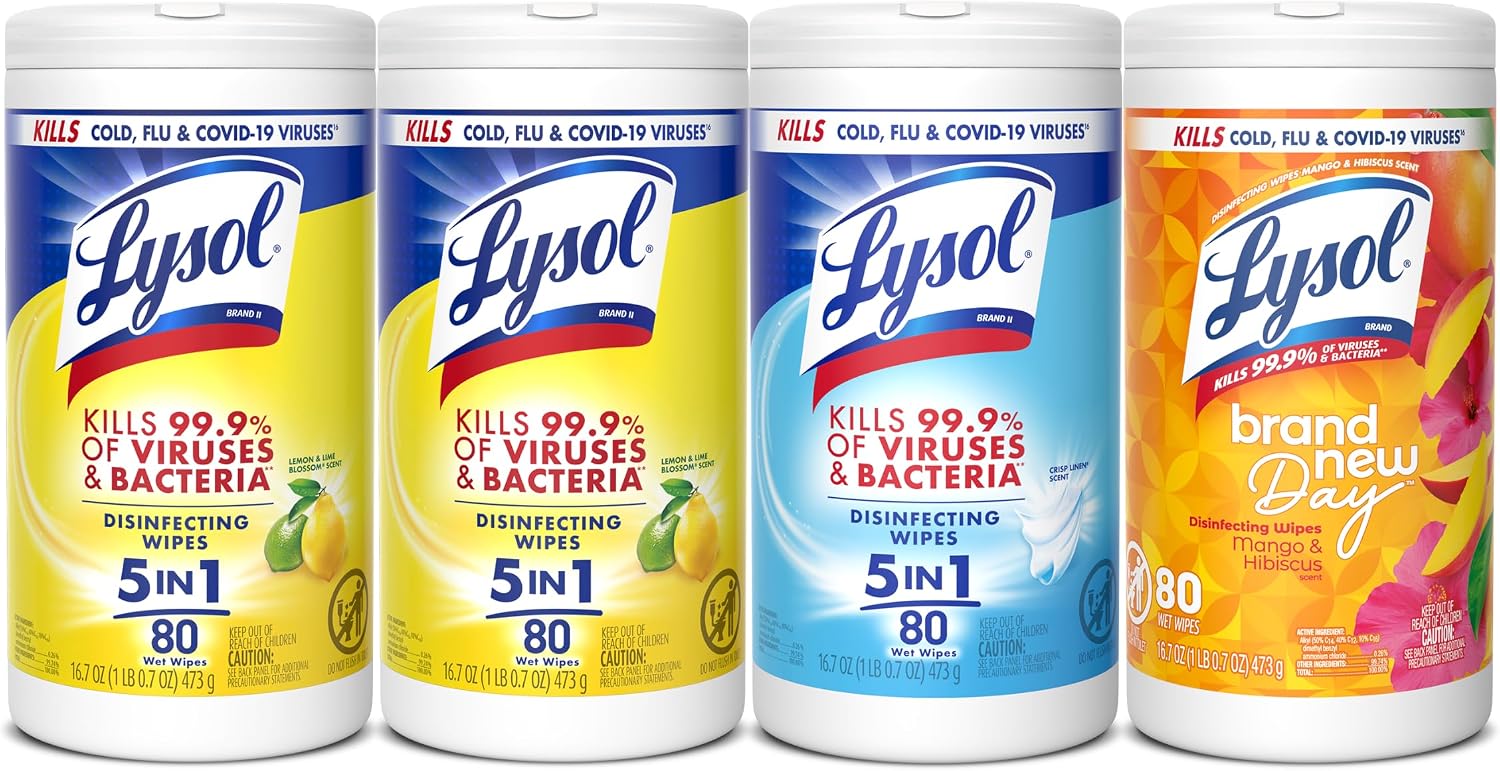 Lysol Disinfecting Wipes, Cleaner, Lemon + Mango + Linen, 80 ct. (4 Pack)