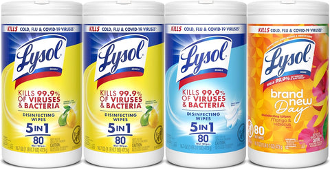 Lysol Disinfecting Wipes, Cleaner, Lemon + Mango + Linen, 80 ct. (4 Pack)