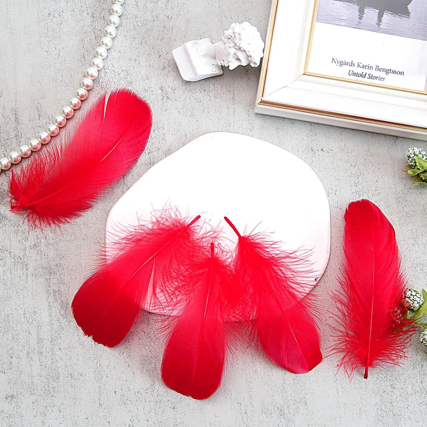 Lamar 300 Pcs Red Craft Feathers 2-3 in