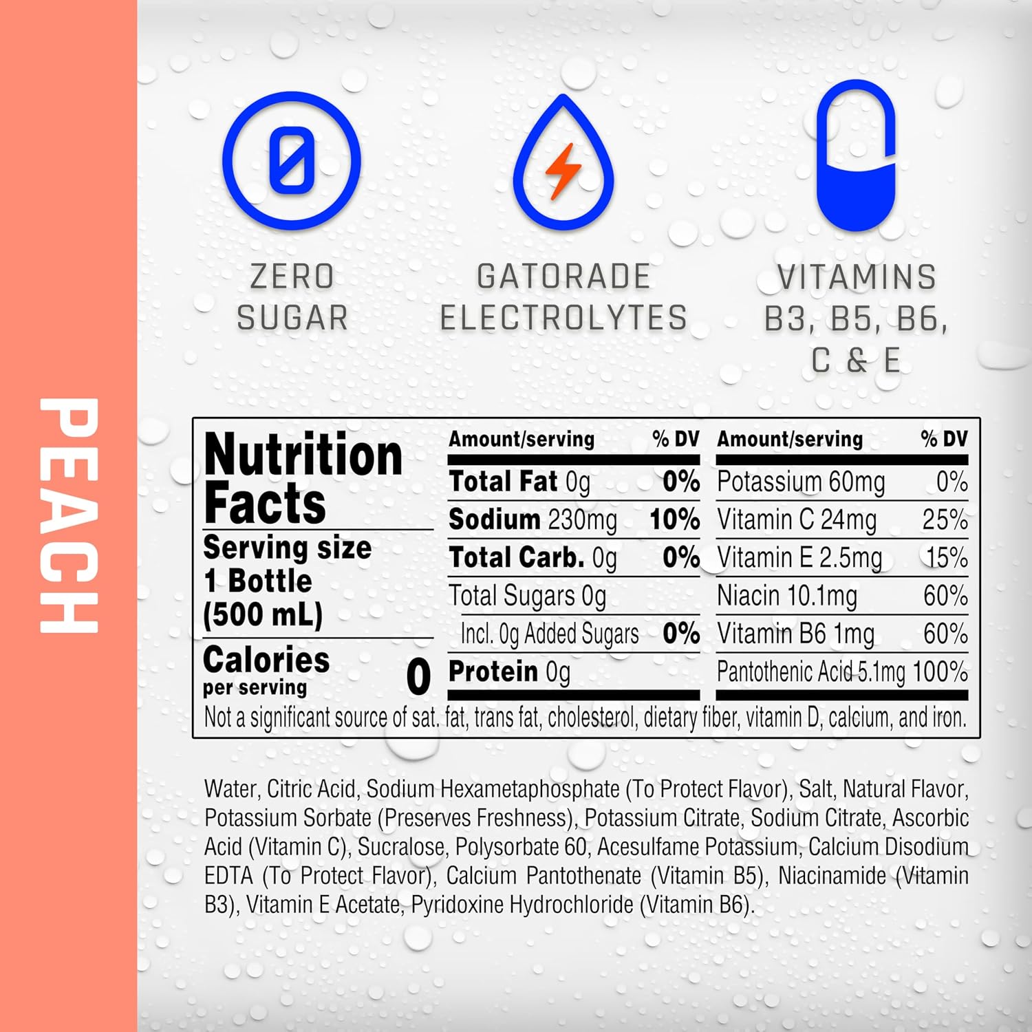 Propel Electrolyte Water, Peach, 16.9 fl oz Bottles, (12 Pack)