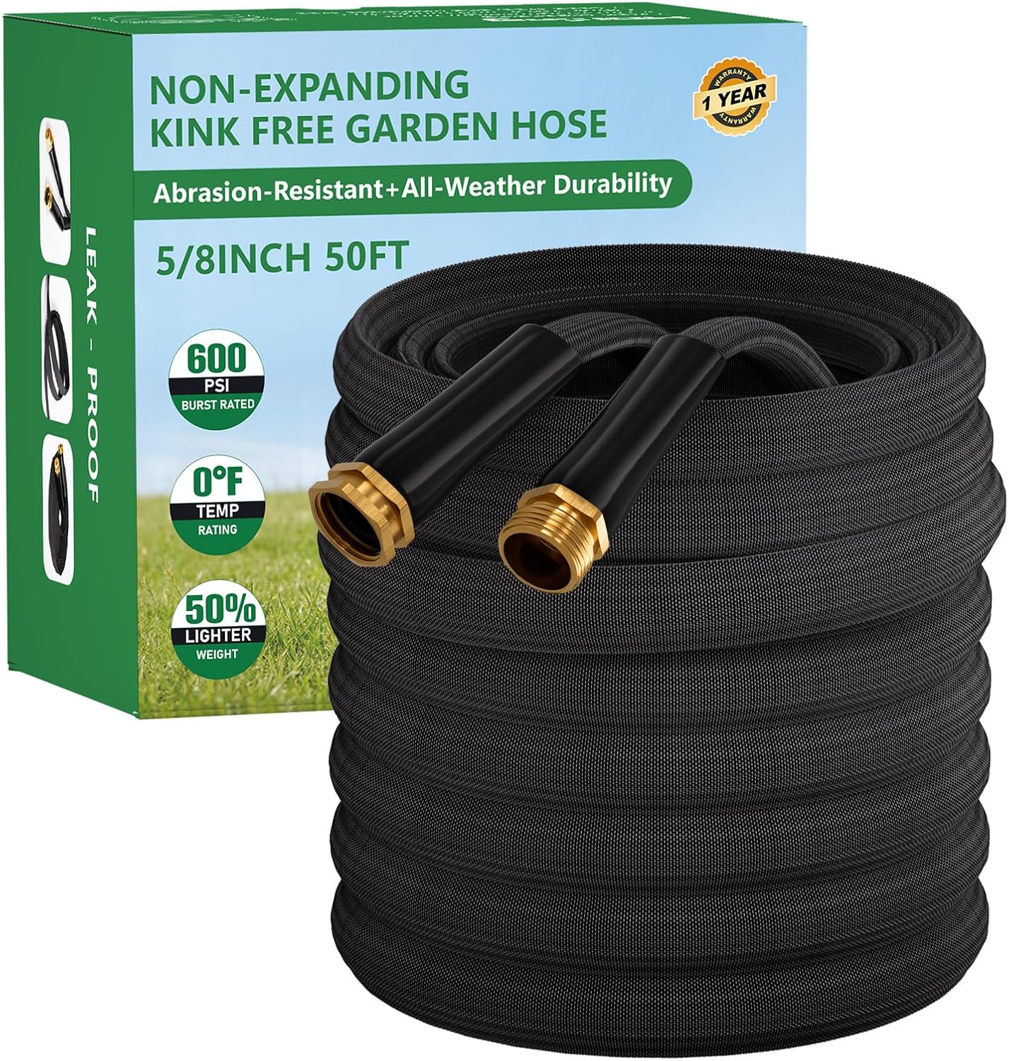 Garden Hose 25FT, Non-Expanding Water Hose Ultra Lightweight