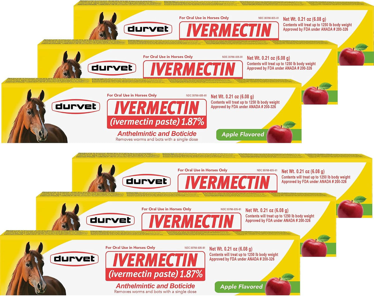Ivermectin Paste Dewormer - 6.08g dose @ 1.87%-Apple Flavored, 6 Count
