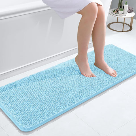 OLANLY Bathroom Runner Rugs 47x17, Extra Soft Absorbent Chenille Bath Rugs