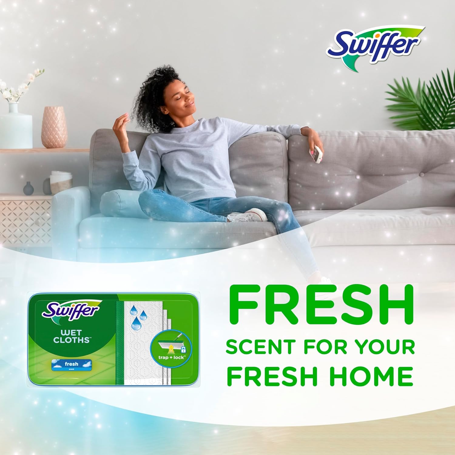 Swiffer Sweep + Mop, Wet Pads Refill, Microfiber Floor Cleaner for Dirt, Dust, Hair, Cleaning Cloths for Mopping Home, Bathroom, Kitchen, All Purpose Multi-Surface Floor Wipes, Fresh, 24ct