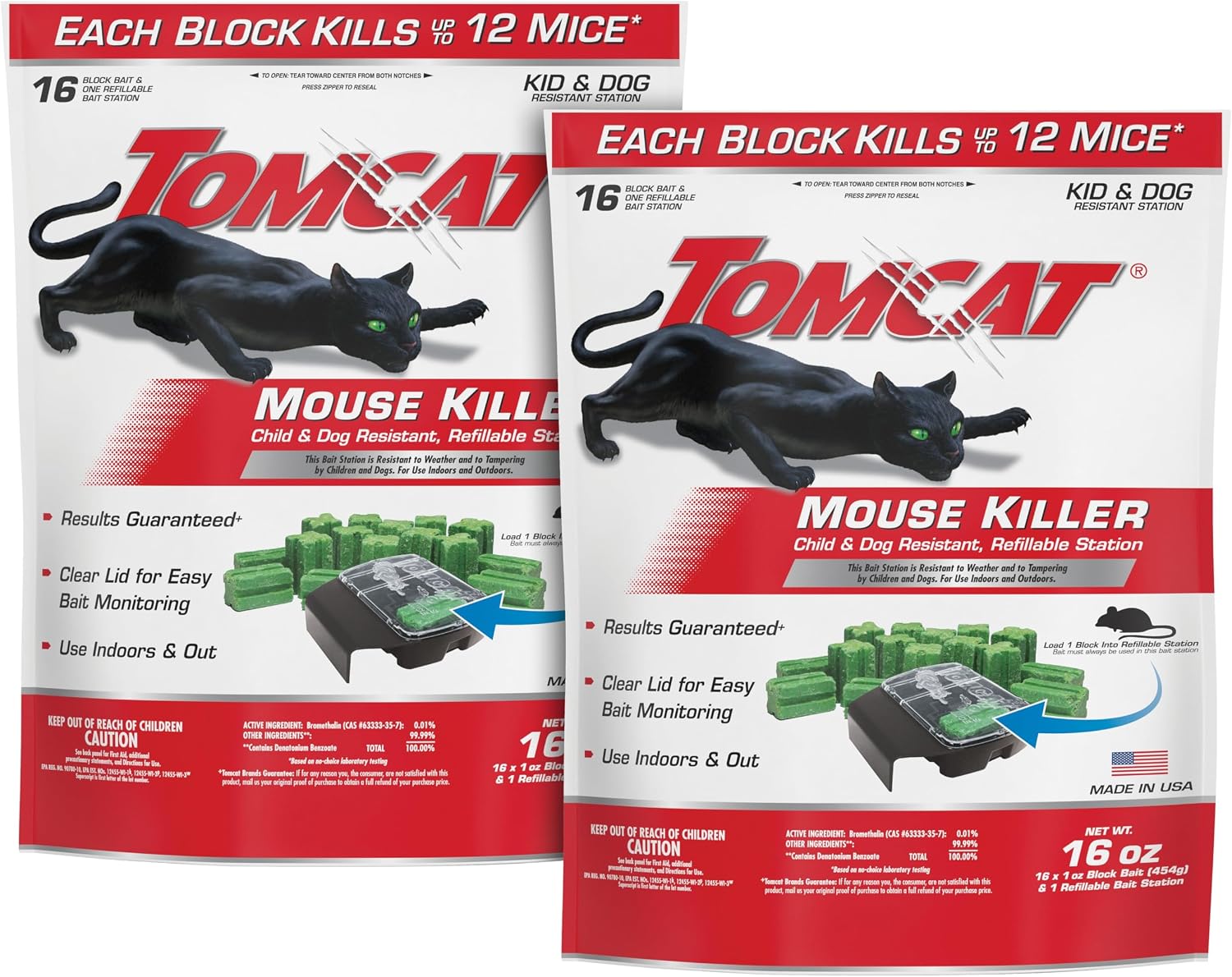 Tomcat Mouse Bait Station, 2 Packages Each with 1 Station & 16 Bait Blocks